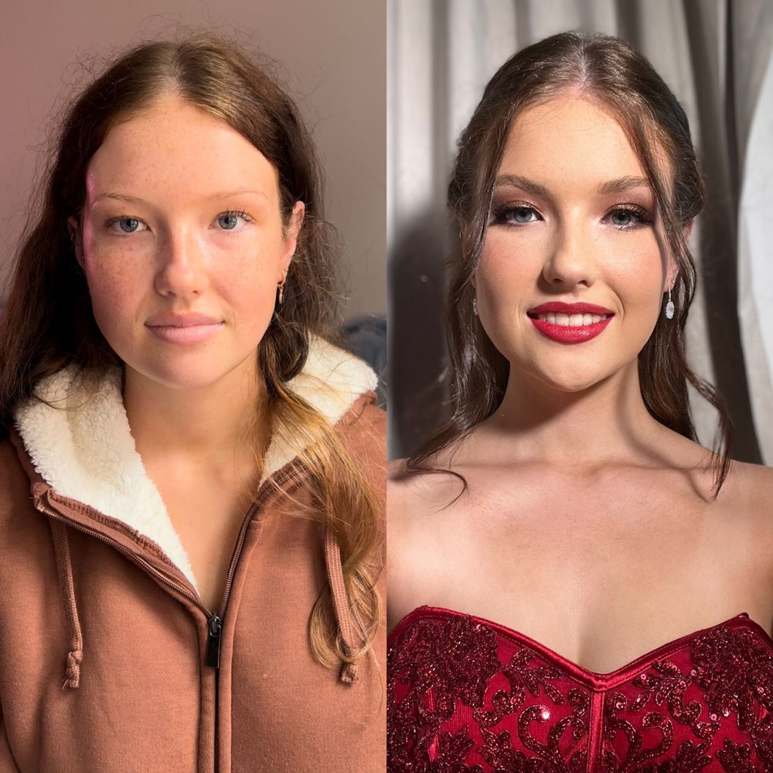 Before and after — a real makeup transformation by Elisa